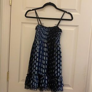 Black and Blue Polka Dot Mini Dress / Shirt